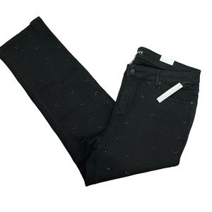 NWT Westport Mid-Rise Straight Leg Signature Fit Black Embellished Jeans 18W